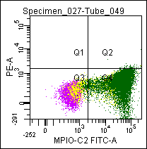 Figure 2. Flow cytometric analysis of a normal blood sample after immunostaining with GM-4192 (MPO-C2-FITC)